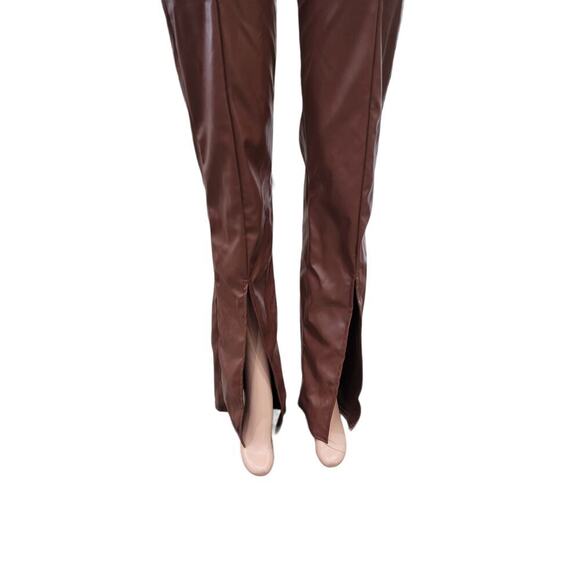 NEW Pretty Little Things Women's High Rise Faux Leather Split Pants Size 6 Brown - Picture 6 of 15